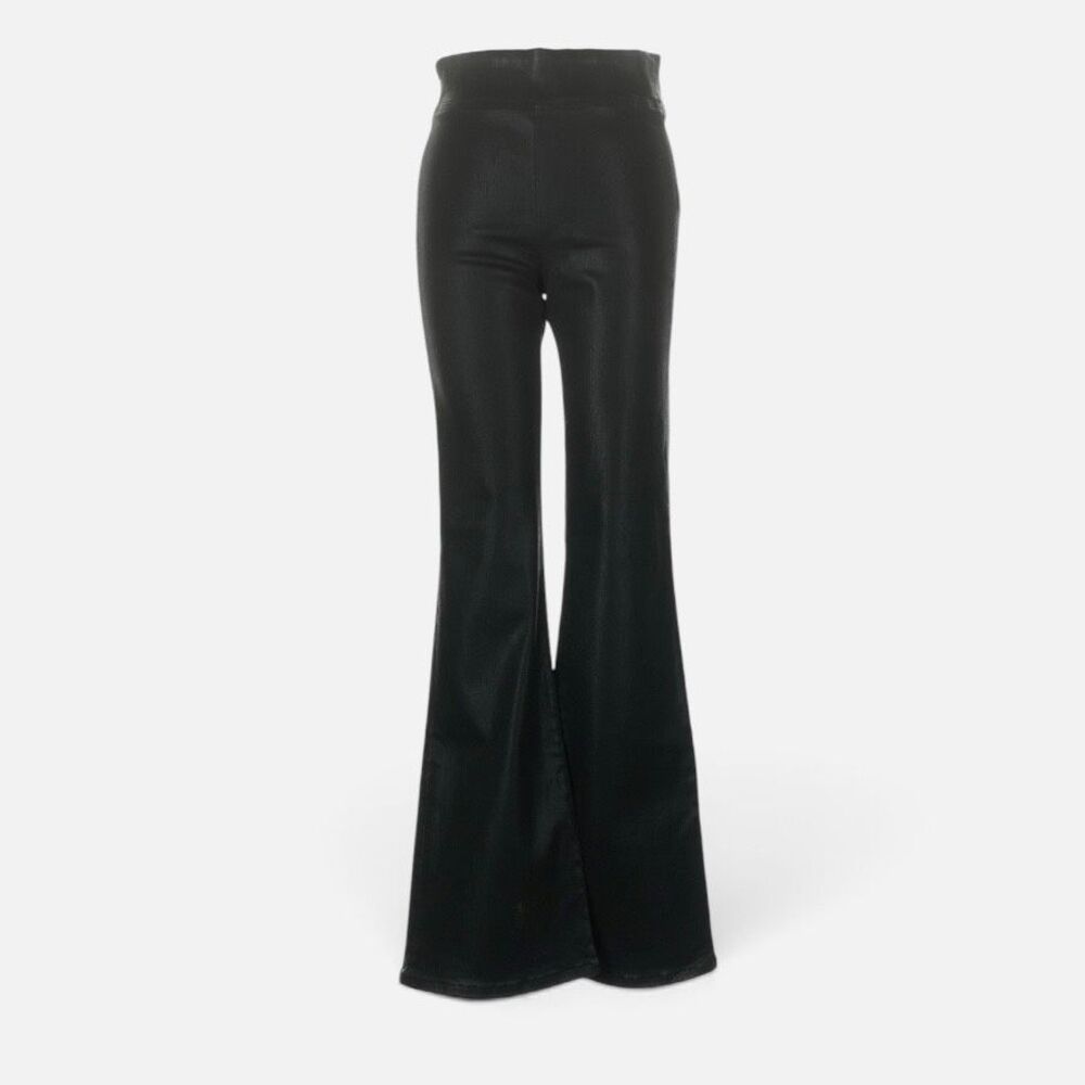 Frame Black Coated Jet Set Mid Rise Black Pants Flare Jegging 1 24”